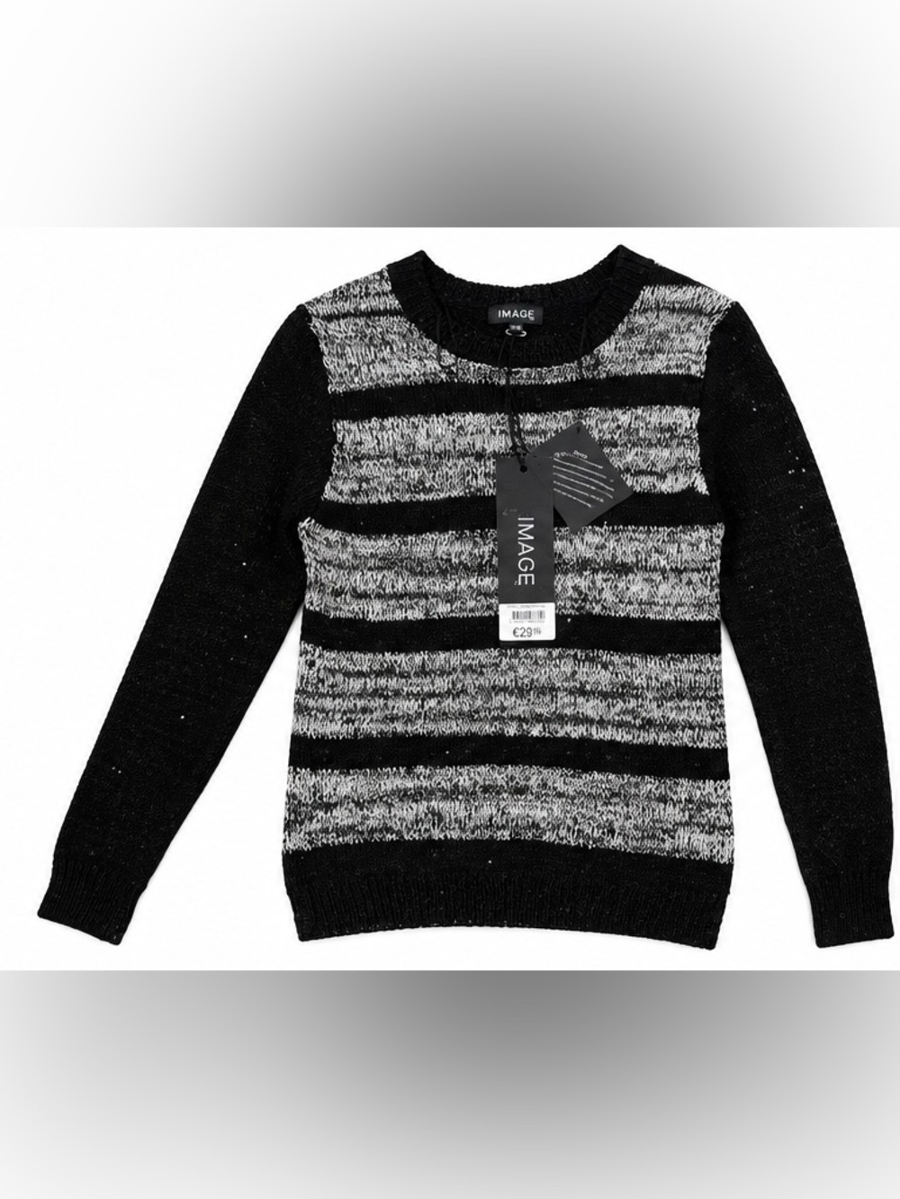 NWT IMAGE Black & Gray Striped Knit Sweater S/M